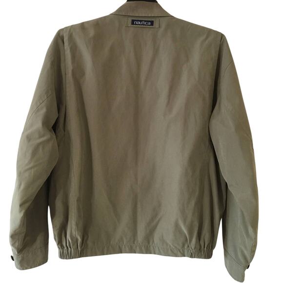 Nautica Medium Khaki Colored Lined Windbreaker Jacket Button Collar - Picture 6 of 9